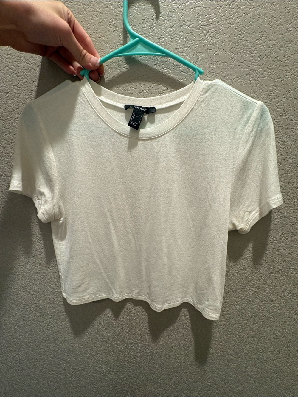 Forever 21 Cream Crop Tee with Crew Neck
